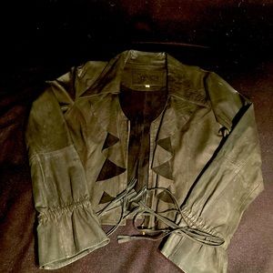 Barnucci Large Vintage Leather & Suede Shirt